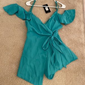 Fashion nova teal blue romper